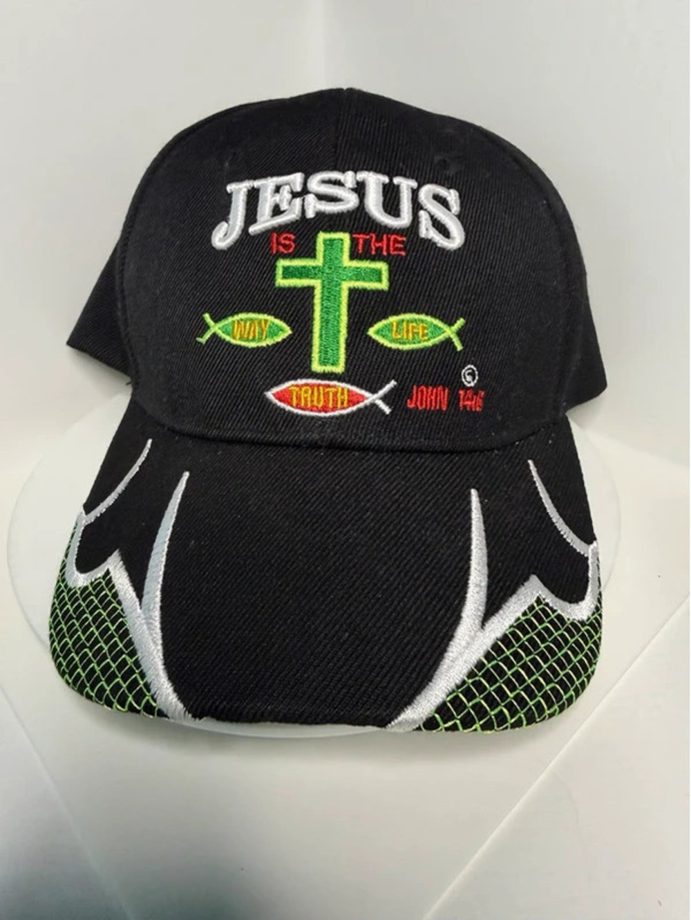 H1 Jesus Is the Way John 14:6 Christian Embroidered Black Hat Adjustable